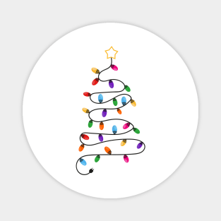 Made of colorful light bulb tree. Happy new year vector Magnet